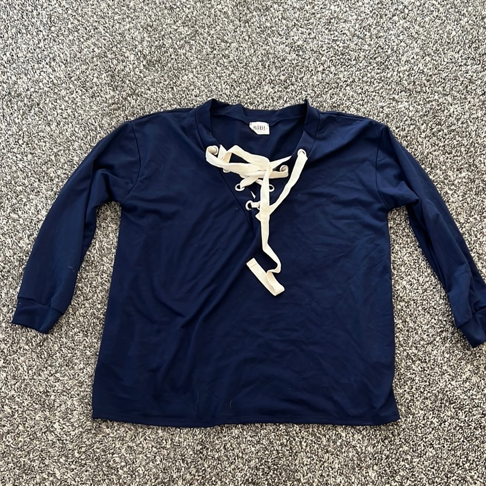 Navy tie up shirt loungewear from Jenny balance size s/m